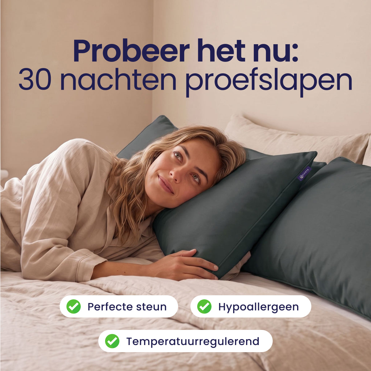 Zelesta Comfort Wasbaar & Aanpasbaar Hoofdkussen - Antraciet
