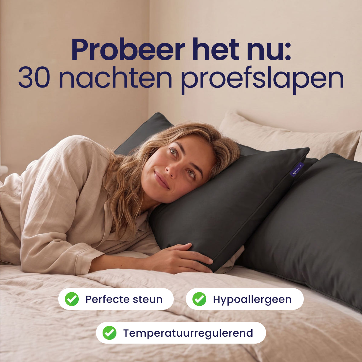 Zelesta Comfort Wasbaar & Aanpasbaar Hoofdkussen - Zwart