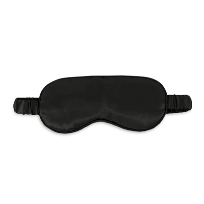 De Zelesta Sleeping Beauty Set - Universal Black heeft een zwart satijnen slaapmasker met een elastische band, ideaal als aanvulling op je zijden kussensloop voor de ultieme anti-aging slaaproutine.
