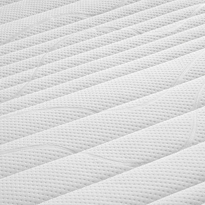 Close-up van de Silver Line Topper - NASA Traagschuim, met het witte oppervlak met gestructureerd quiltwerk en diagonale stiksels voor gezond slapen en drukverlagende ondersteuning.
