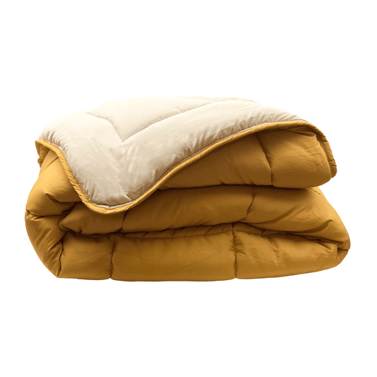 Dekbed packshot Zelesta Easybed - Okergeel & Linnen