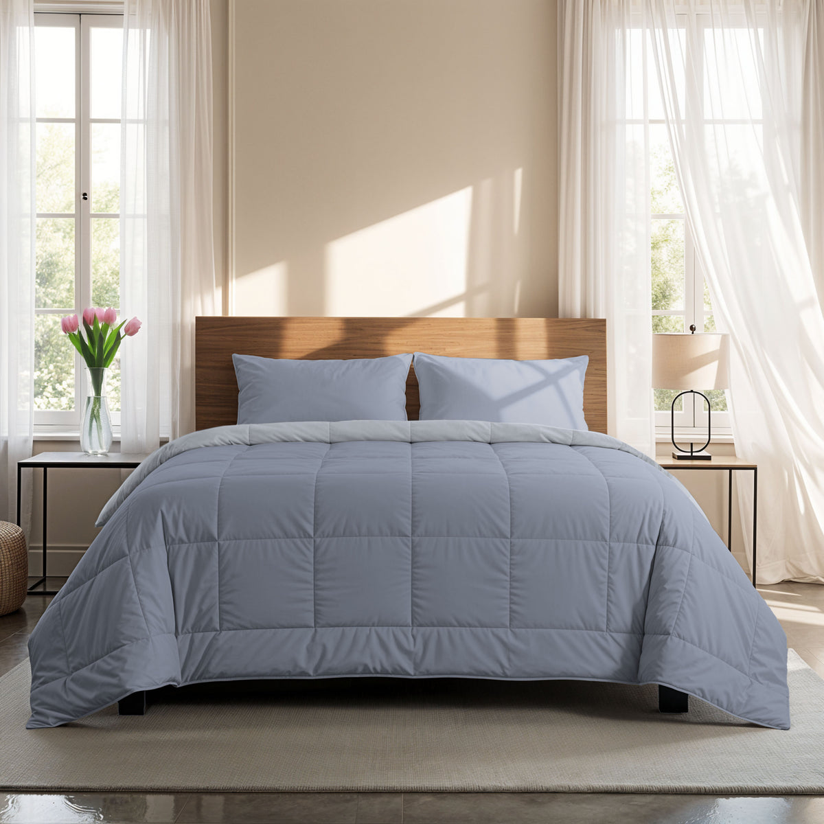 Zelesta Comfort Duo Zomerdekbed - IJsblauw & Zachtblauw