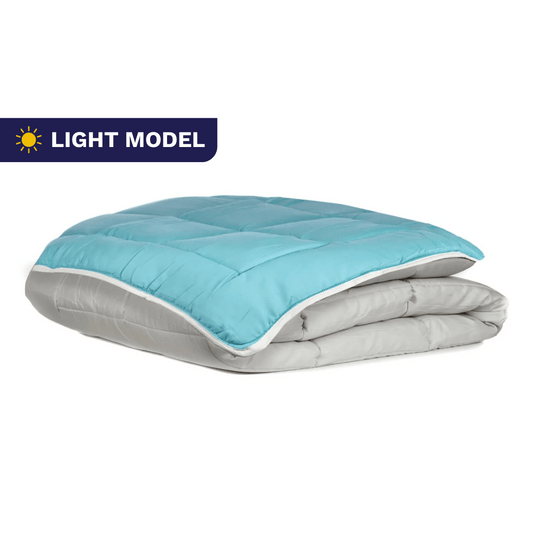 Dekbed packshot Zelesta Easybed Light - Lichtgrijs & Zeegroen