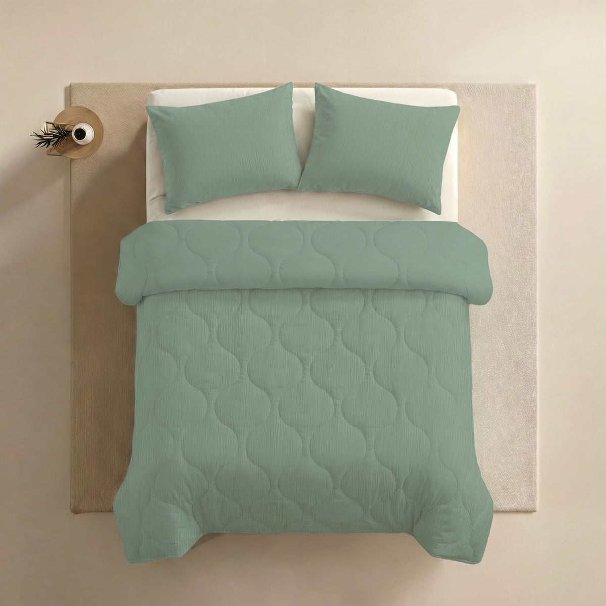 Zelesta Special Mousseline Zomerdekbed - Eucalyptusgroen