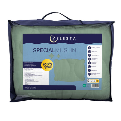 Zelesta Special Mousseline Zomerdekbed - Eucalyptusgroen