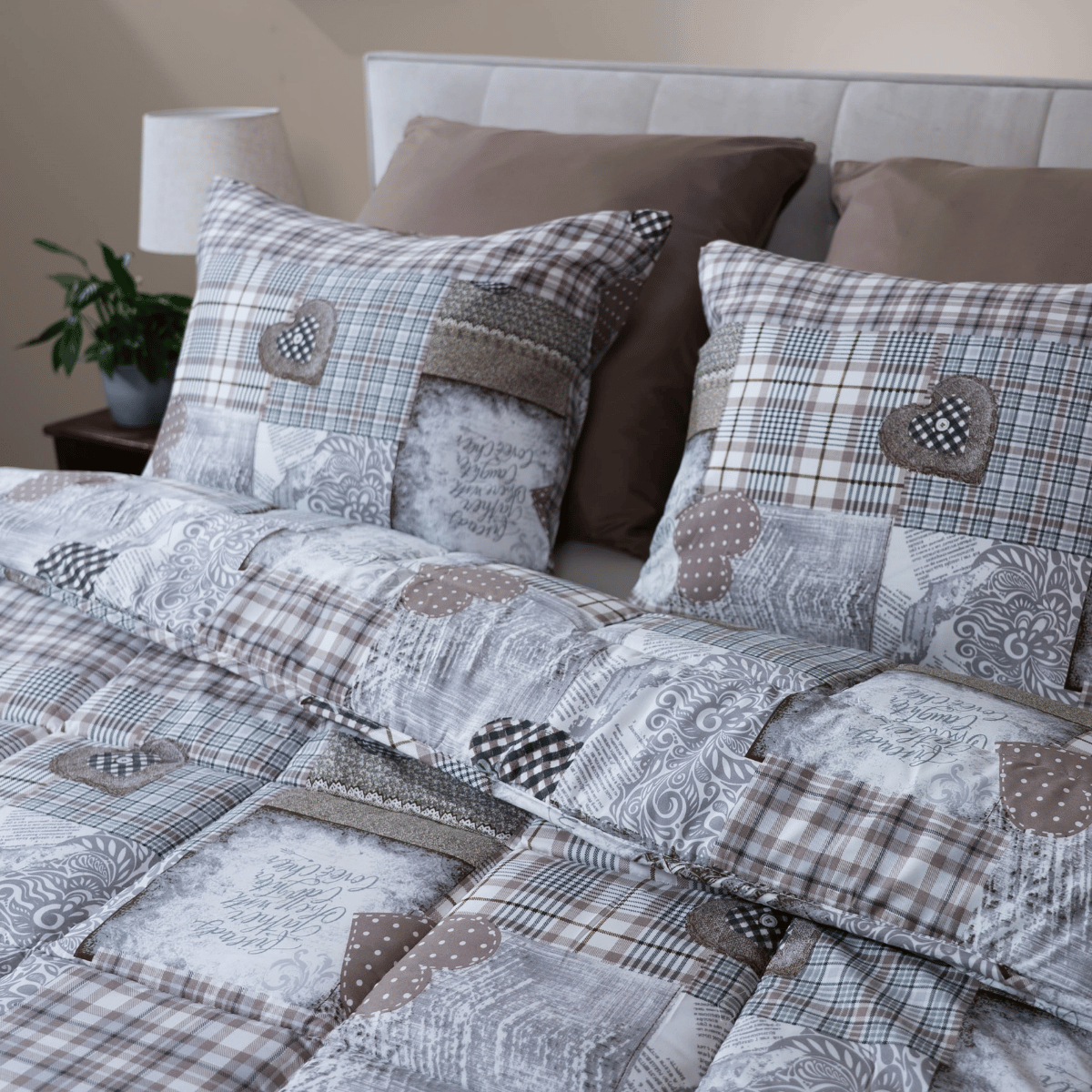Zelesta Wonderbed Kussensloop Set van 2 - Patchwork Hearts