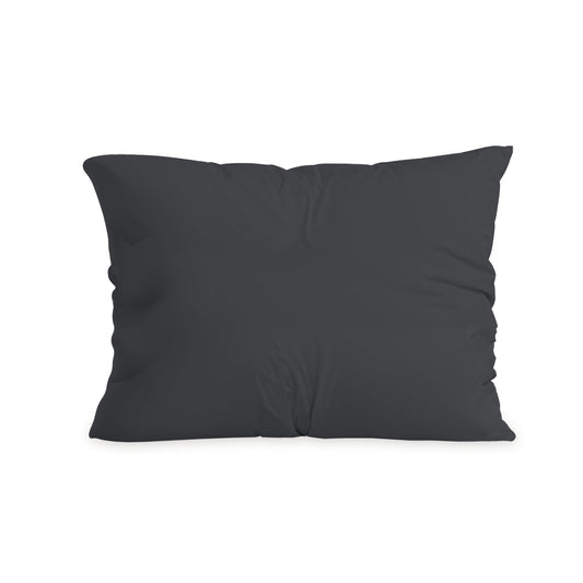 De Zelesta Comfort Duo Kussensloop - Zacht zwart is een zacht, donker kussensloop met een licht gerimpelde textuur, machinewasbaar en voorzien van een luxe rits voor extra gemak.