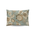 Zelesta Wonderbed Kussensloop Set van 2 - Botanic Chique: rechthoekige microvezel kussenslopen met blauwe achtergrond en een botanisch dessin met bloemen en vogels in beige en goudtinten.