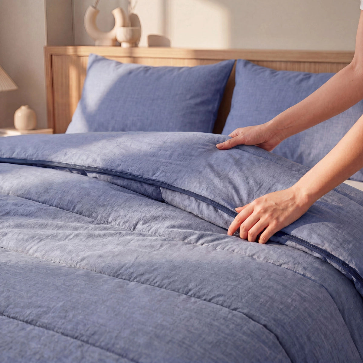 Zelesta Comfort Structure Zomerdekbed - Denim