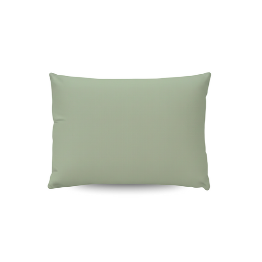 De Zelesta Wonderbed Katoen Kussensloop Set van 2 in Natural Green heeft effen, rechthoekige kussenslopen van perkal katoen (60x70cm), afgebeeld tegen een witte achtergrond.
