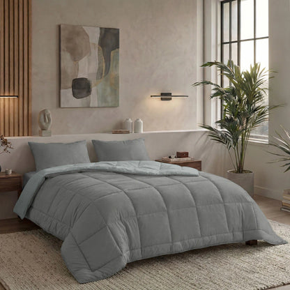 Zelesta Pure Duo Katoen Zomerdekbed - Donkergrijs & Lichtgrijs