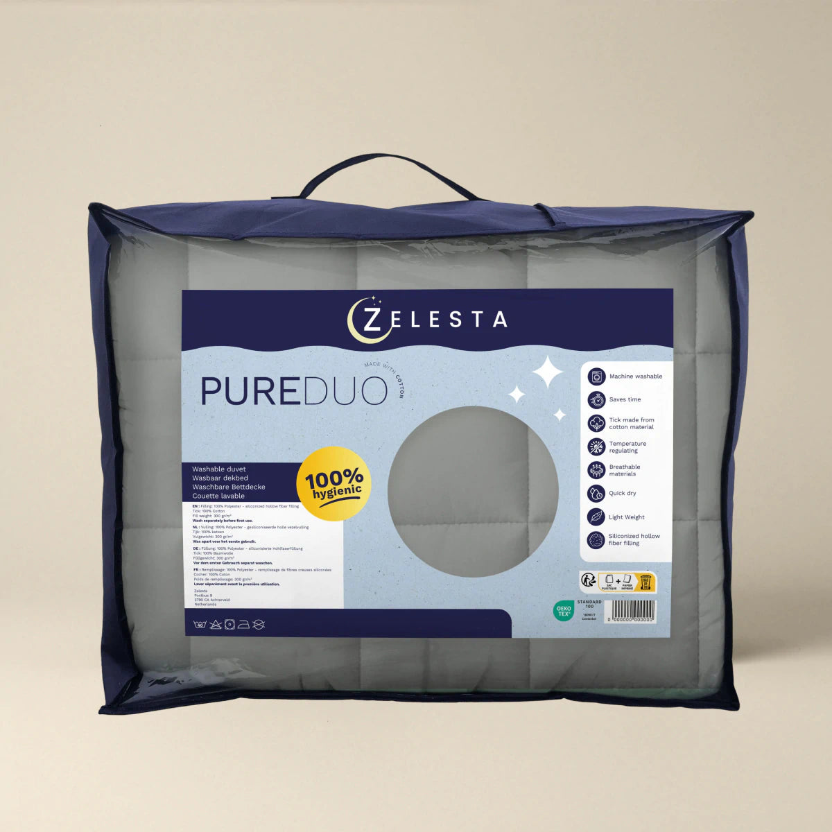 Zelesta Pure Duo Katoen Zomerdekbed - Donkergrijs & Lichtgrijs