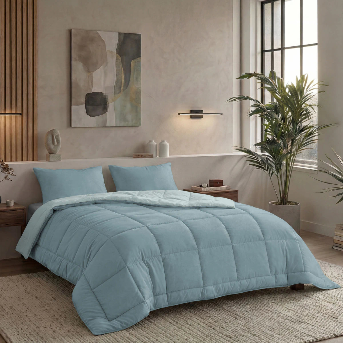 Zelesta Pure Duo Katoen Zomerdekbed - Grijsblauw & Lichtblauw