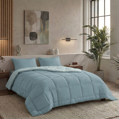 Zelesta Pure Duo Katoen Zomerdekbed - Grijsblauw & Lichtblauw