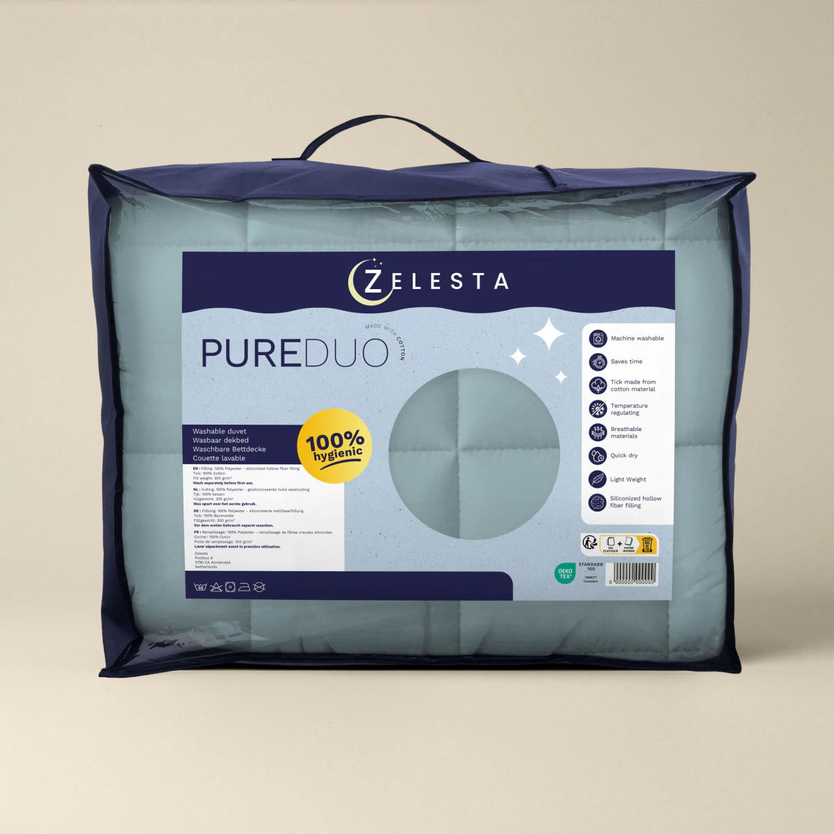 Zelesta Pure Duo Katoen Zomerdekbed - Grijsblauw & Lichtblauw