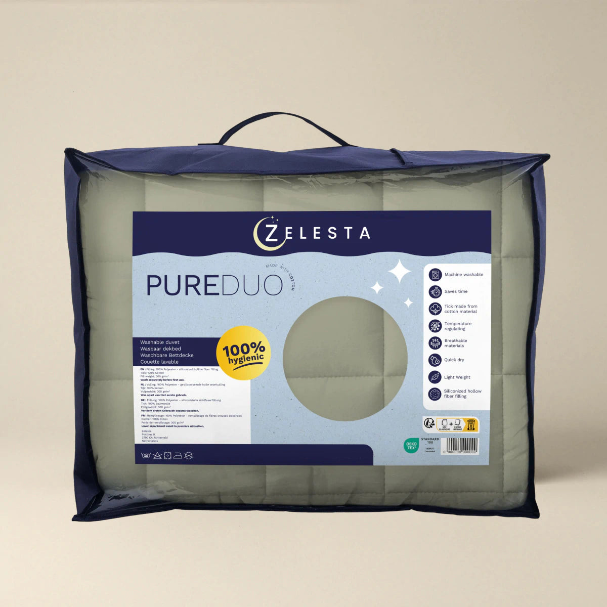 Zelesta Pure Duo Katoen Zomerdekbed - Grijsgroen & Zachtgrijsgroen