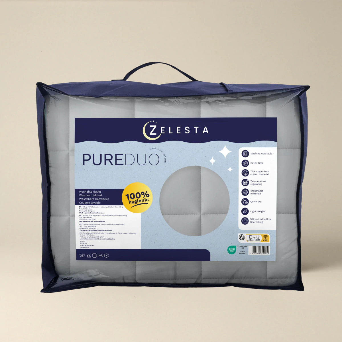 Zelesta Pure Duo Katoen Zomerdekbed - Lichtgrijs & Botergeel