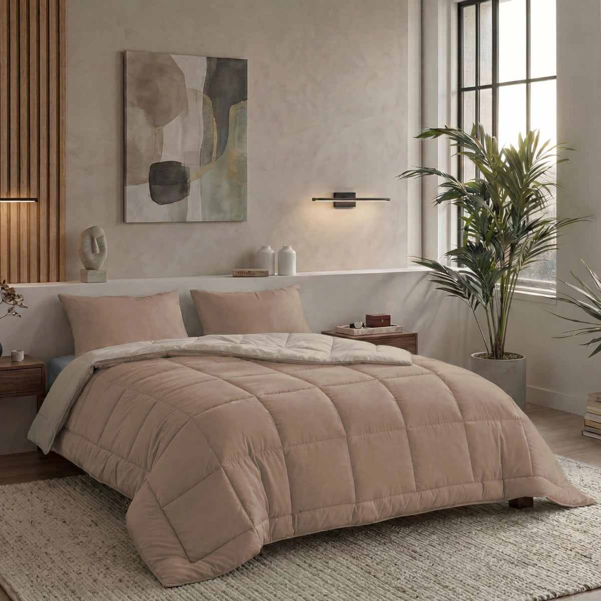 Zelesta Pure Duo Katoen Zomerdekbed - Rozebruin & Betonbruin