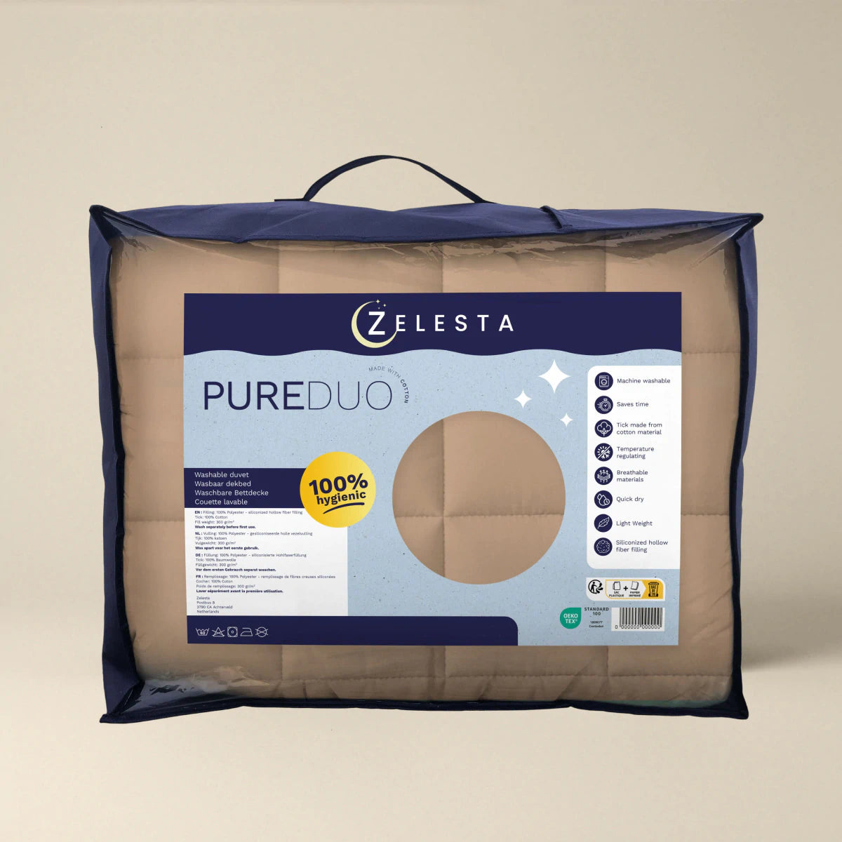 Zelesta Pure Duo Katoen Dekbed - Rozebruin & Betonbruin