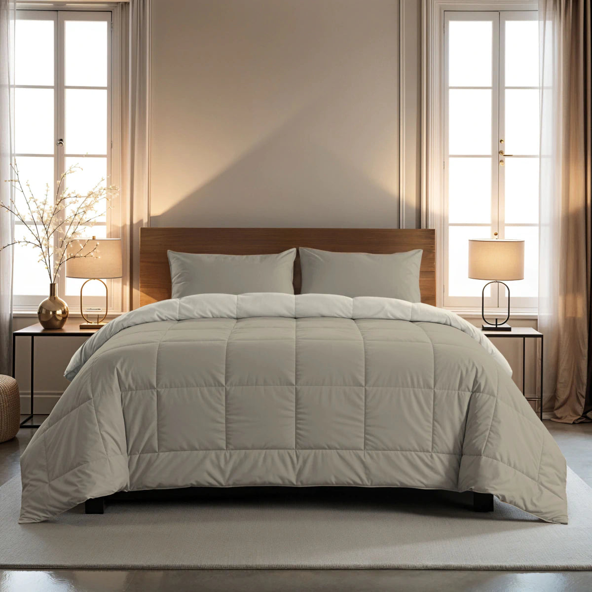 Zelesta Pure Duo Katoen Zomerdekbed - Warmgrijs & Roomwit