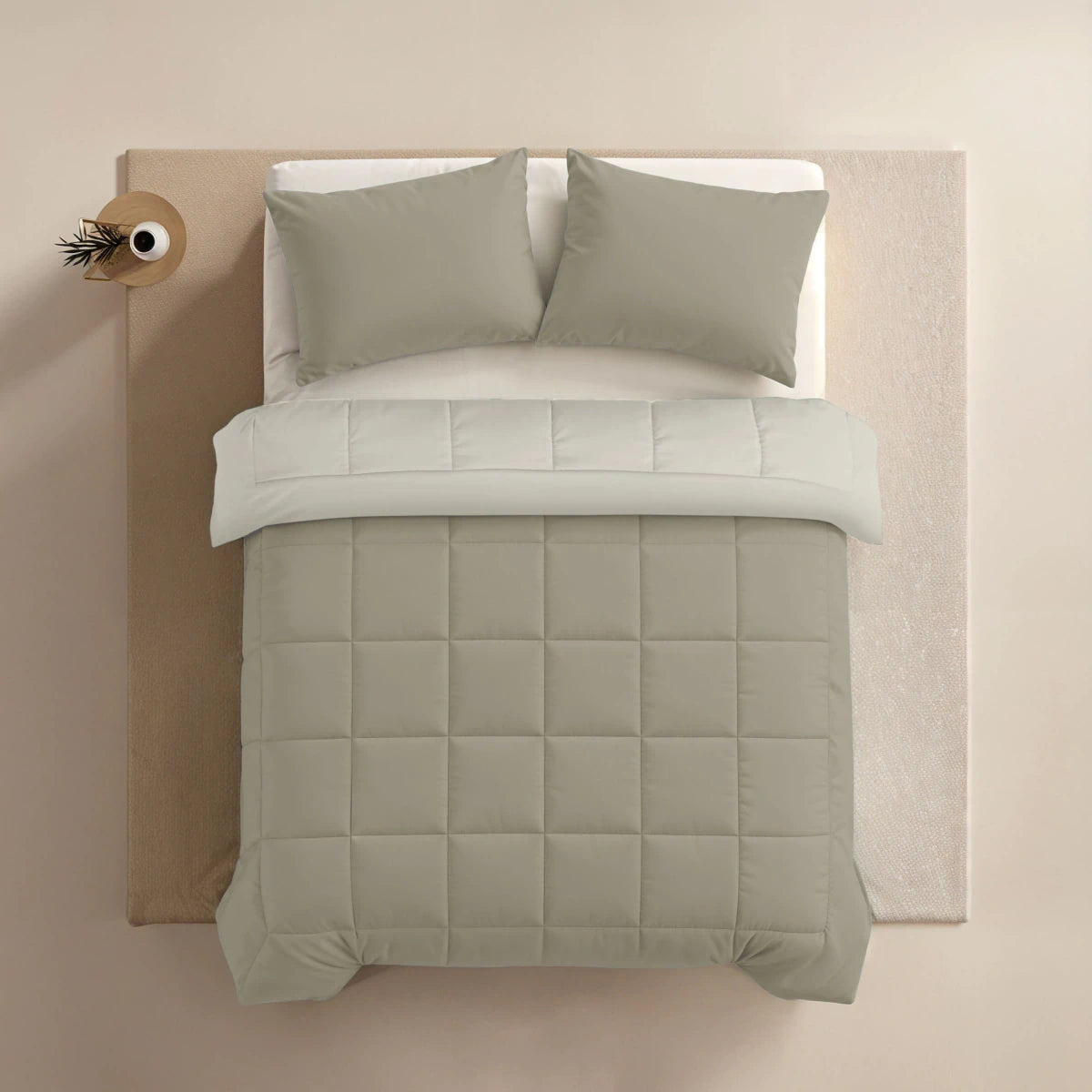 Zelesta Pure Duo Katoen Zomerdekbed - Warmgrijs & Roomwit