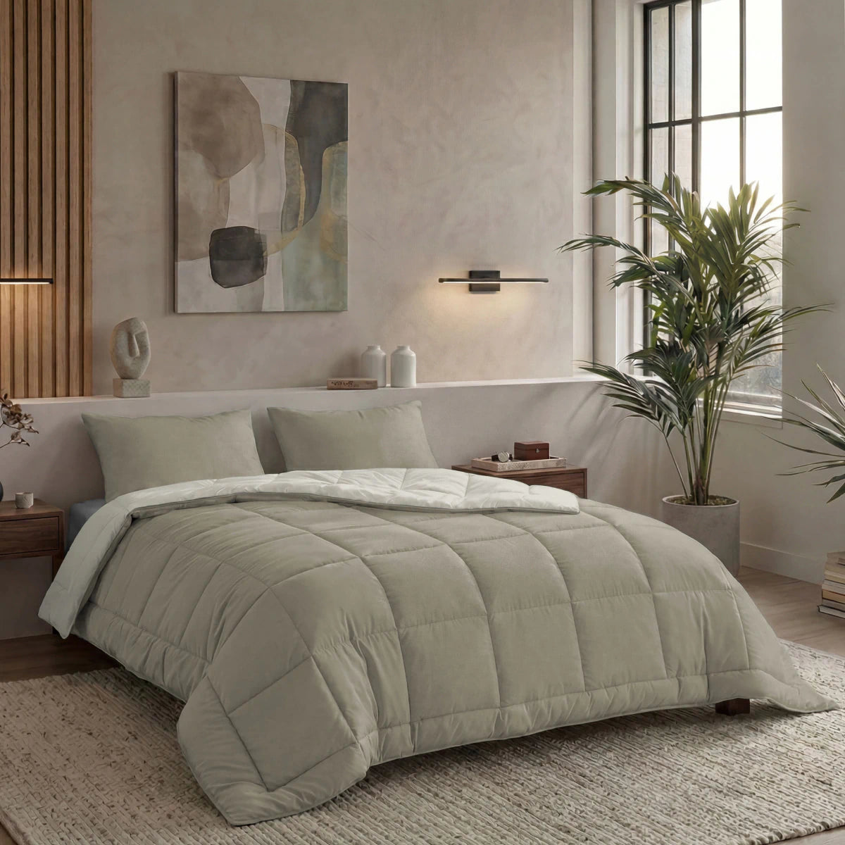 Zelesta Pure Duo Katoen Zomerdekbed - Warmgrijs & Roomwit