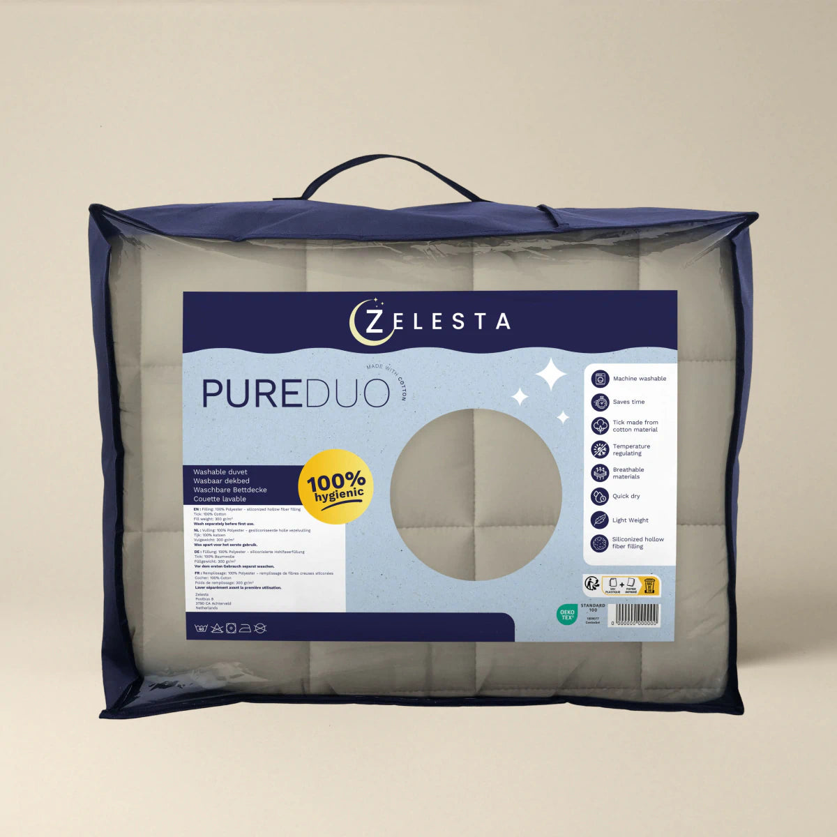 Zelesta Pure Duo Katoen Zomerdekbed - Warmgrijs & Roomwit