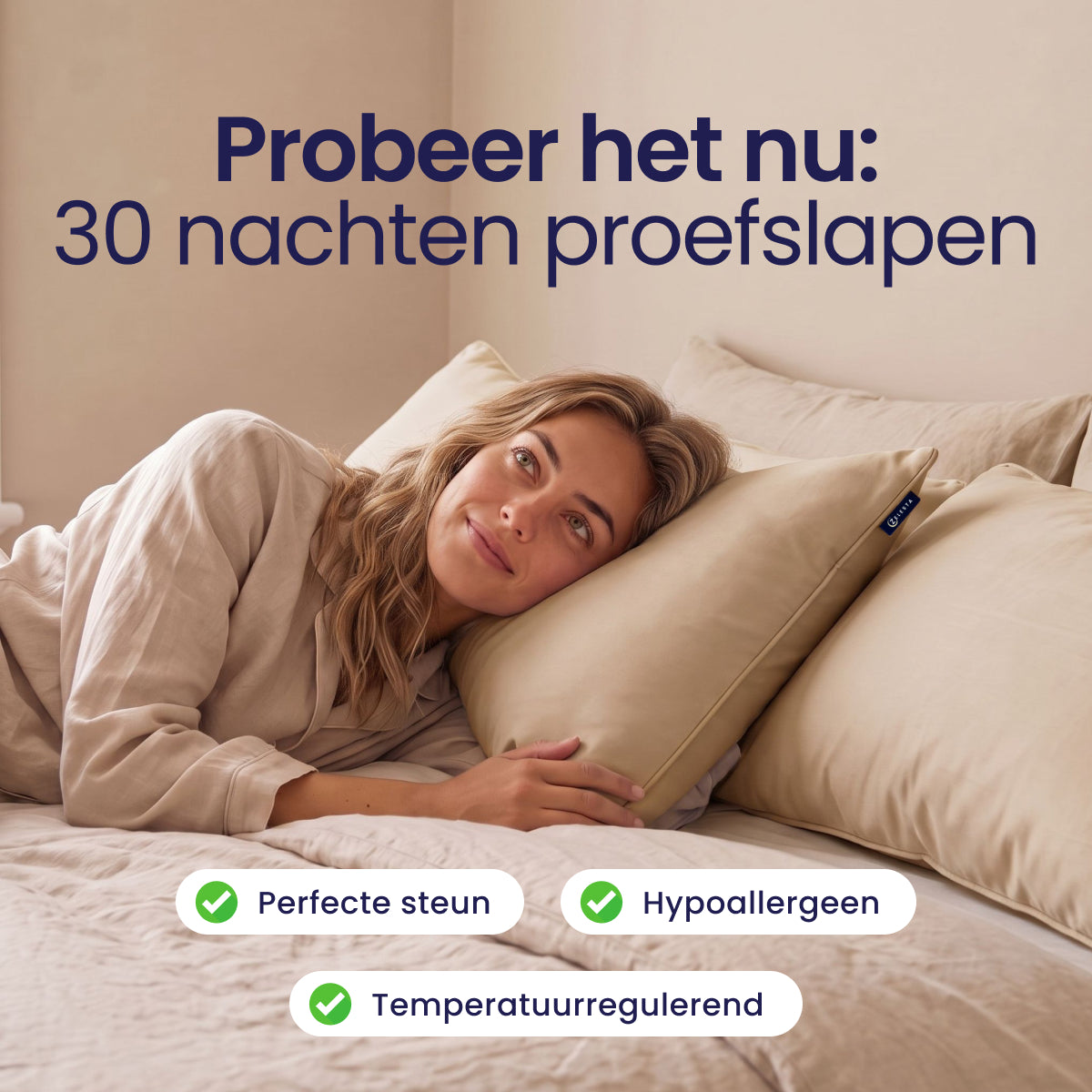 Zelesta Comfort Wasbaar & Aanpasbaar Hoofdkussen - Zandbeige