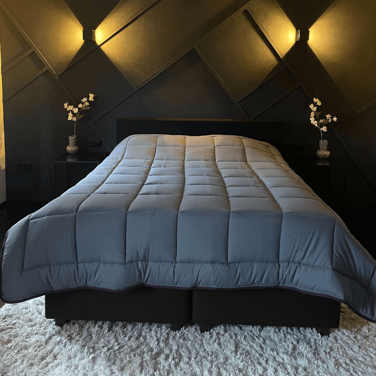 Zelesta Easybed Paars En Antraciet Dekbed Met Vaste Hoes