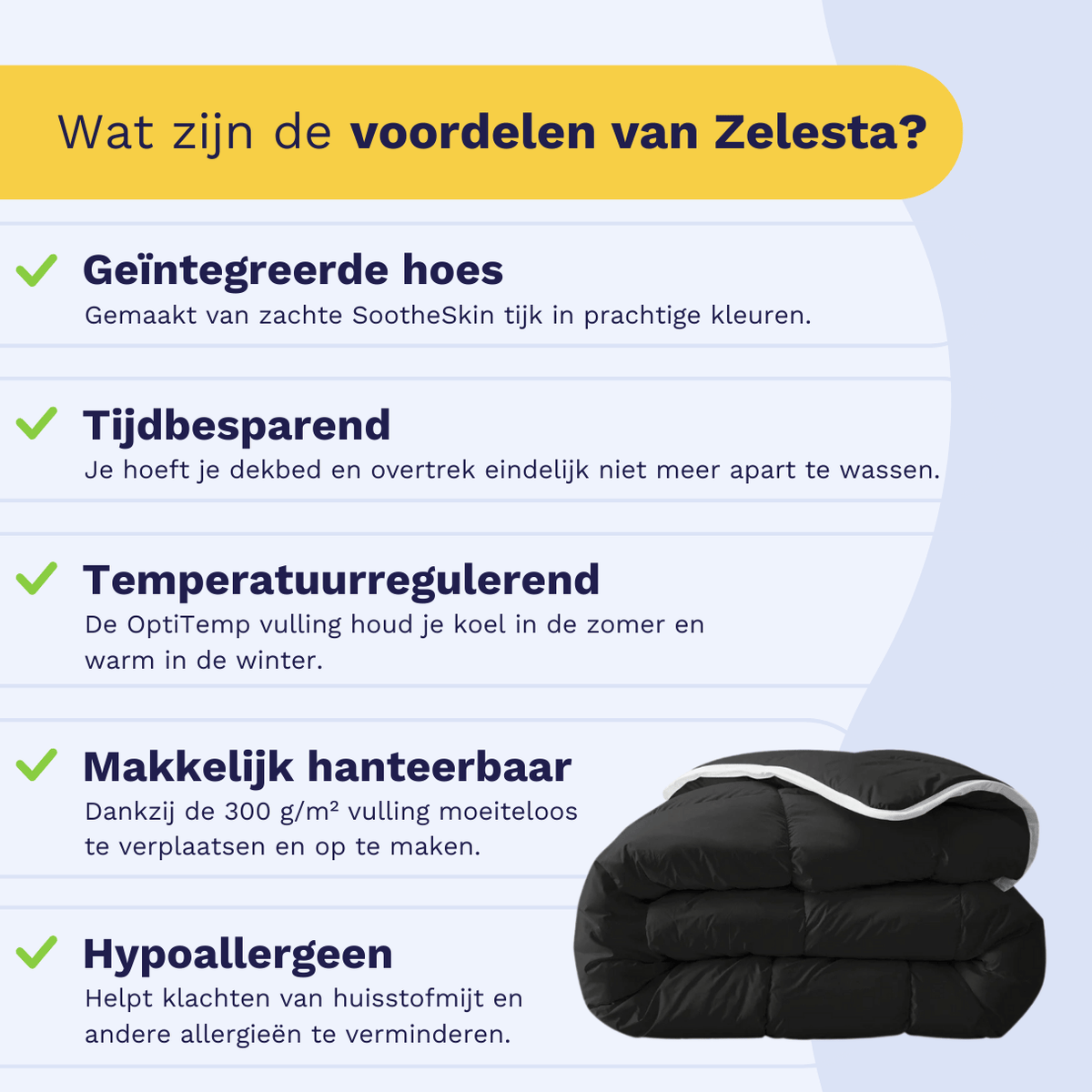 Zelesta Everyday Uni Dekbed - Zwart