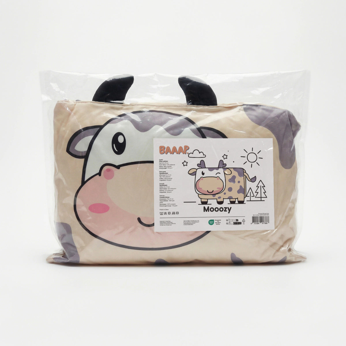 Hoofdkussen Kids Koosje Koe - Grijs/Beige