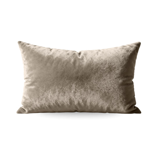 Zelesta Flanel Uni Kussenslopen set van 2 in taupe, rechthoekig en zacht flanel, met luxe rits, getoond op een witte achtergrond.