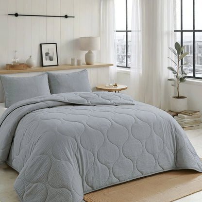 Zelesta Special Seersucker Zomerdekbed - Parelmoerblauw