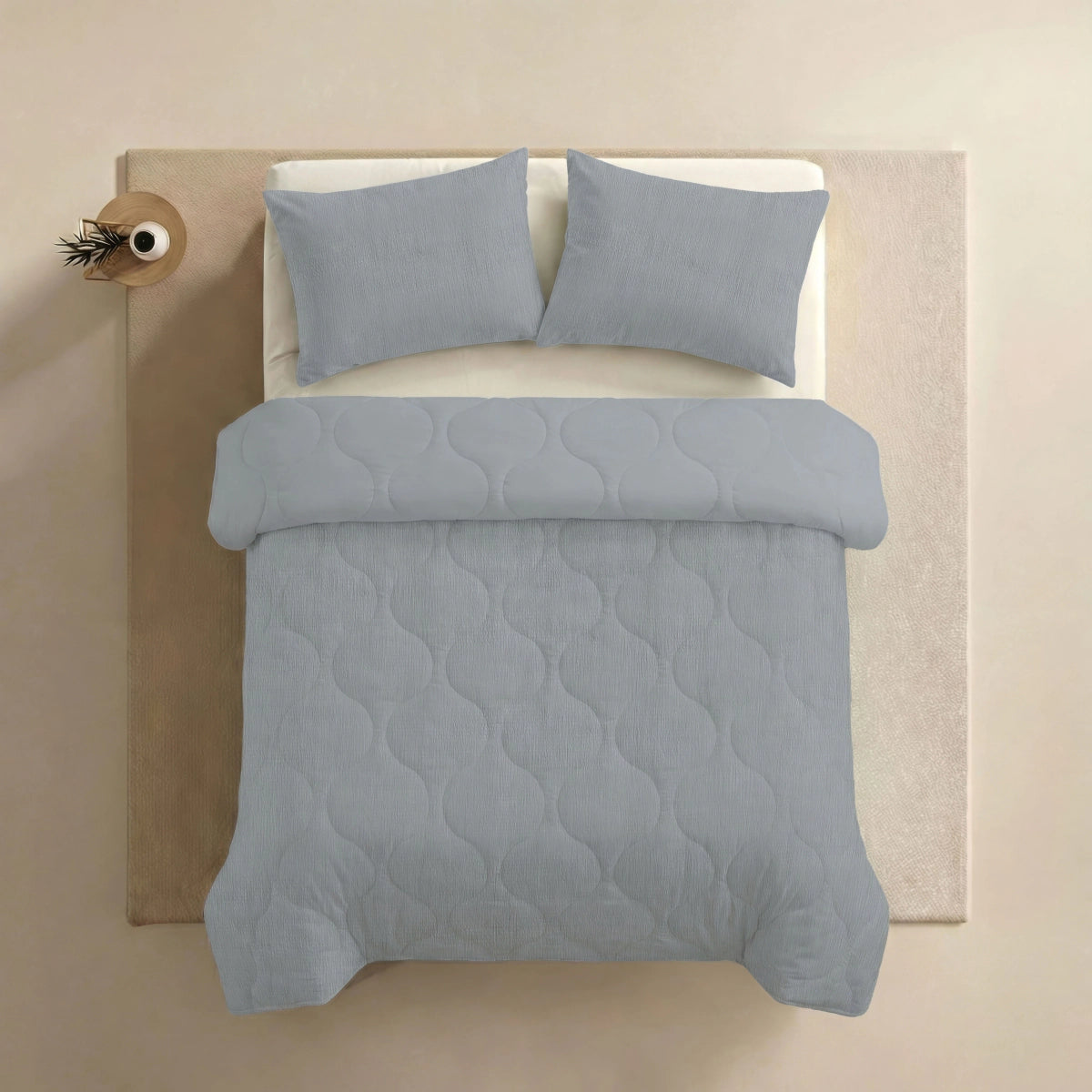 Zelesta Special Seersucker Zomerdekbed - Parelmoerblauw