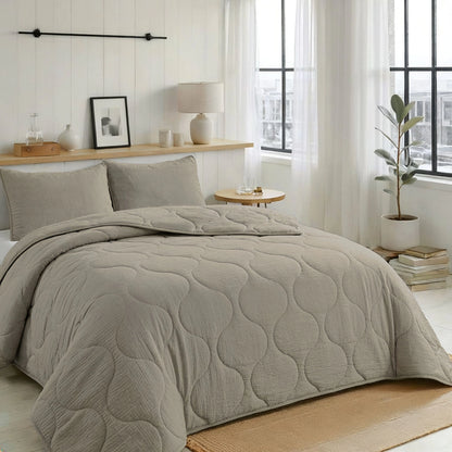 Zelesta Special Seersucker Zomerdekbed - Warmgrijs