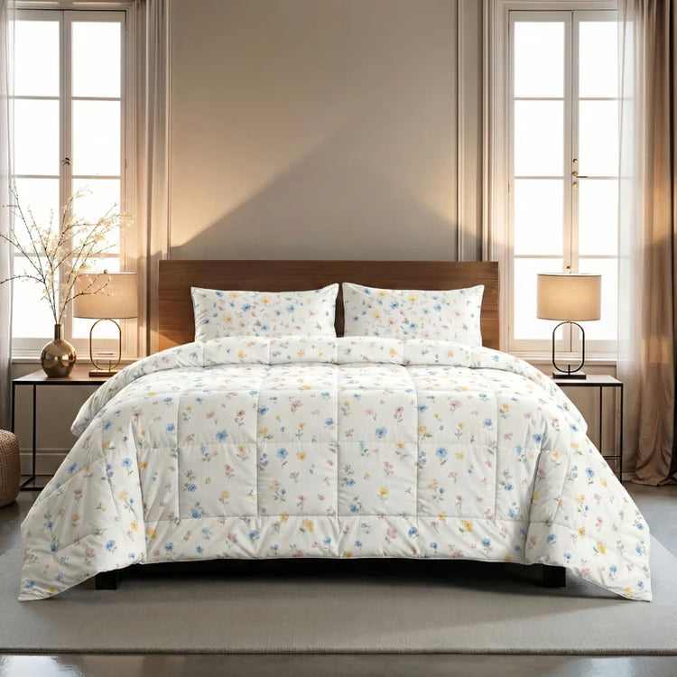 Zelesta Comfort design dekbed zonder overtrek op opgemaakt bed.