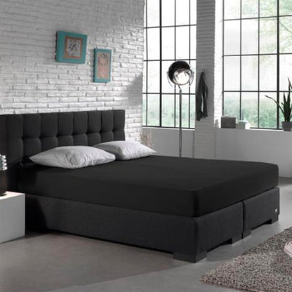 Hoeslaken Dubbel Jersey Zwart