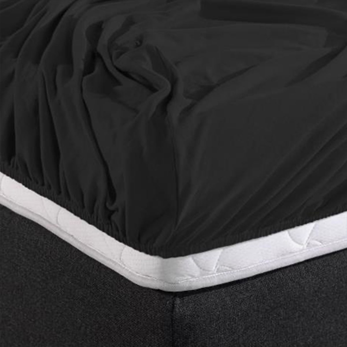 Hoeslaken Dubbel Jersey Zwart