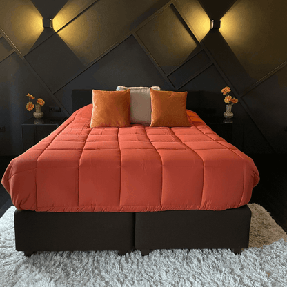 Sfeerbeeld van Zelesta Easybed Light - Lichtgrijs & Gember dekbed
