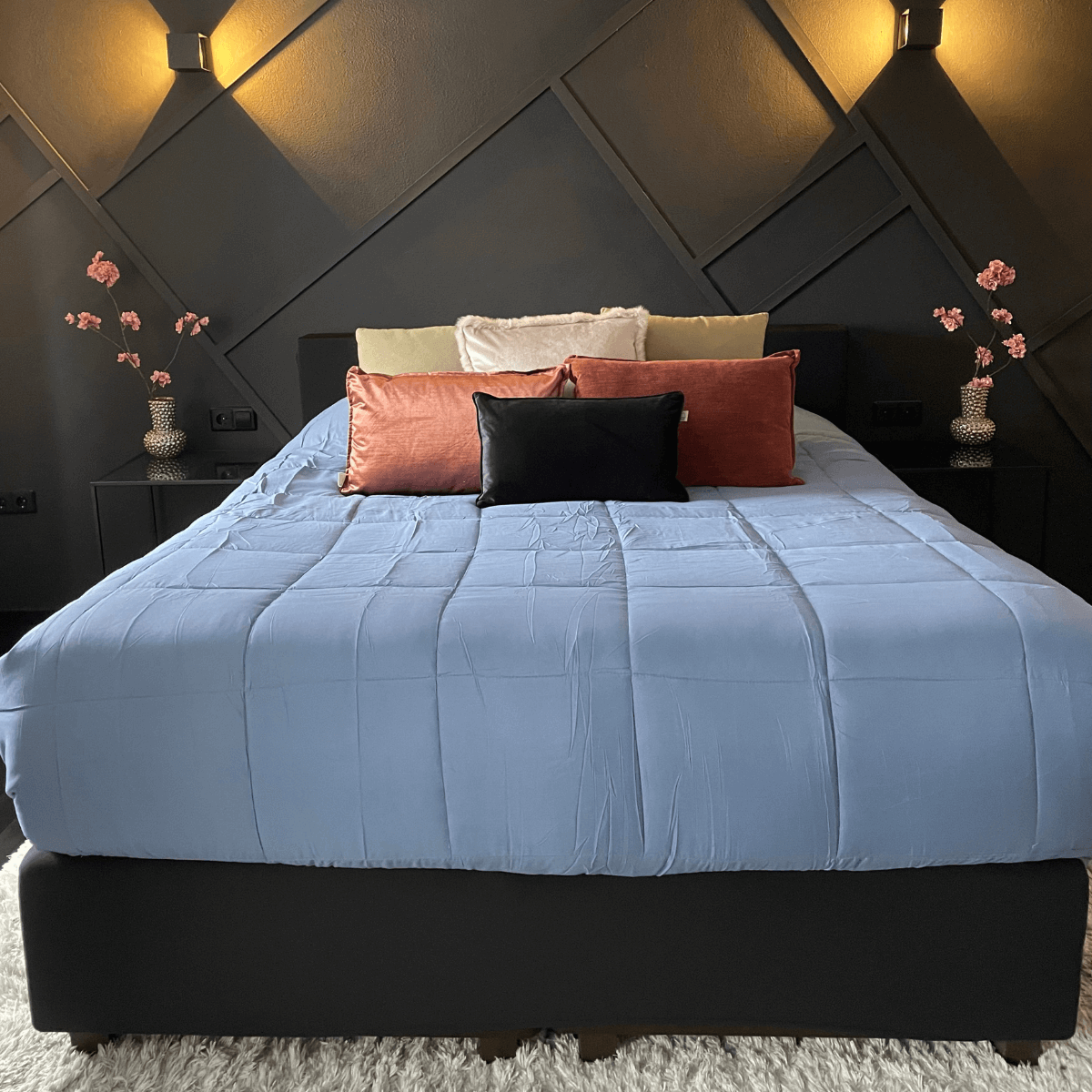 wasbaar Easybed dekbed blauw mastiek zonder overtrek
