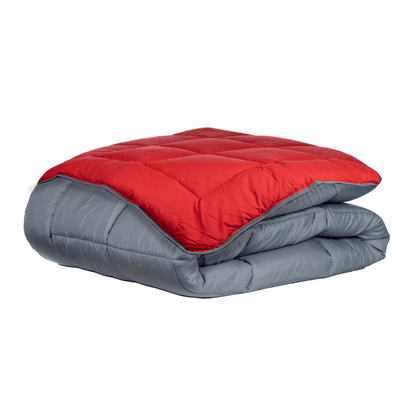 Dekbed packshot Zelesta Easybed - Antraciet & Rood