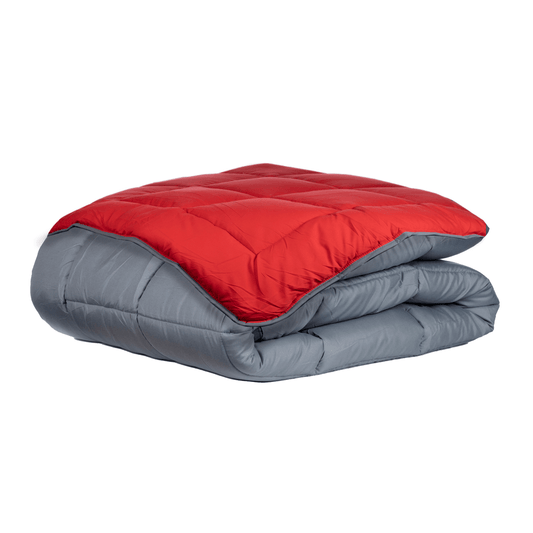 Dekbed packshot Zelesta Easybed - Antraciet & Rood